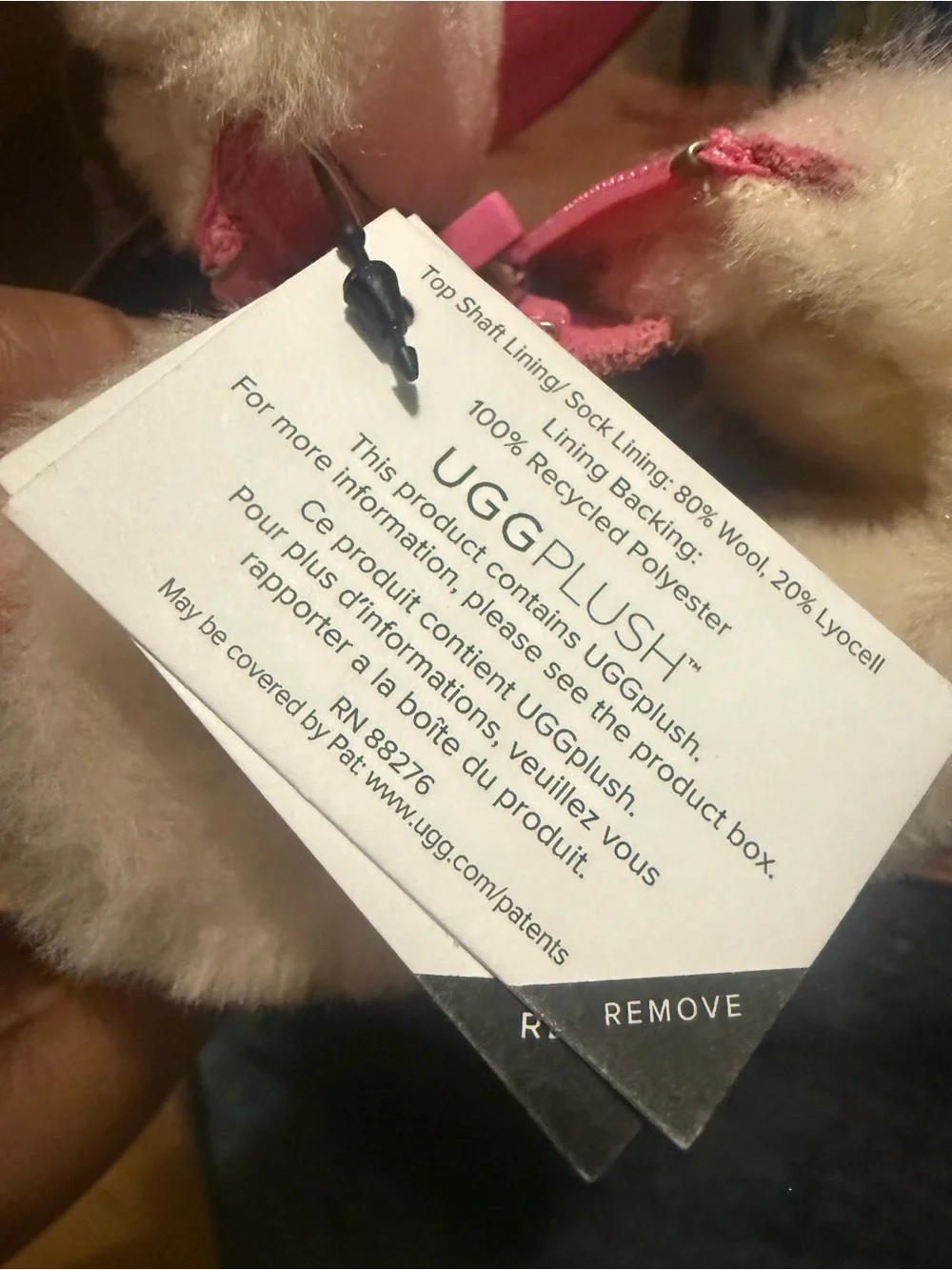 UGG Soft Pink Shearling Keychain Charm